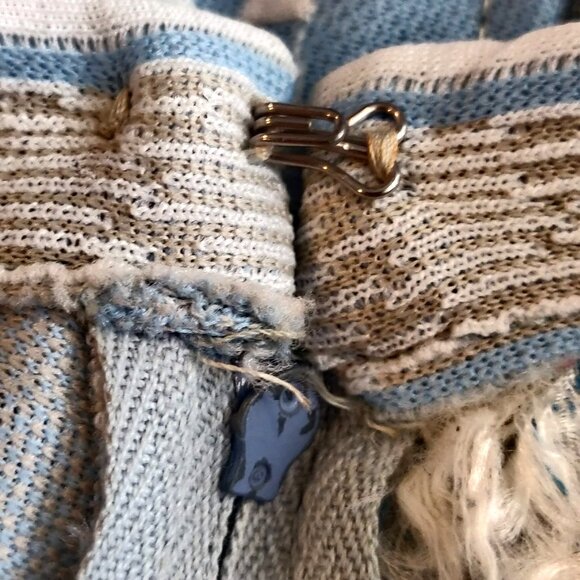 Vintage Lorac Originals Size L/XL? Blue Tan Textured Geometric S/S Sheath Dress - Picture 7 of 10